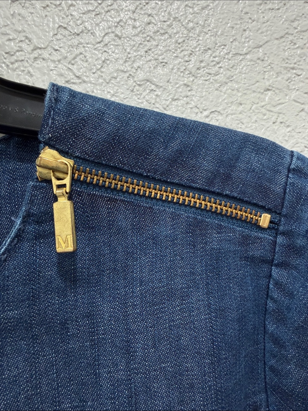 Martha Stewart Denim Top with Shoulder Zip - Blue Medium - Picture 2 of 7
